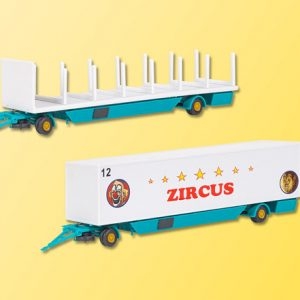 14658 Kibri H0 Zirkus Zeltstangen- und Kofferanhänger, 2 Stück