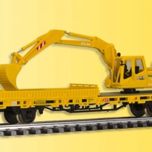 26250 Kibri H0 Niederbordwagen mit ATLAS Bagger GleisBau, Fertigmodell