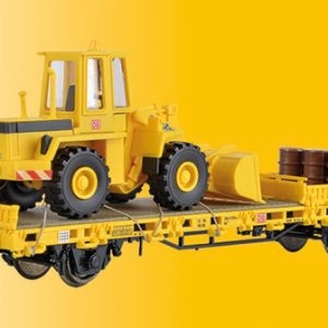 26274 Kibri H0 Niederbordwagen mit Radlader GleisBau und Ladegut, Fertigmodell