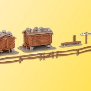 37028 Kibri N Stadel Sertig mit Zaun, 2 Stück