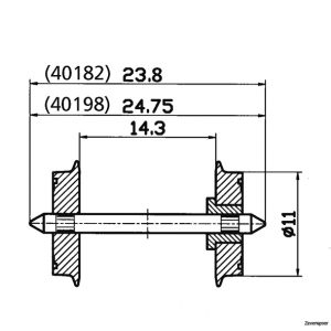 40198 Roco Radsatz eins.isol. 11mm 1 Pa