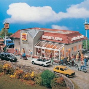 43632 Vollmer H0 Burger King Schnellrestaurant mit Innen- einrichtung und LED-Beleuchtung, Funktionsbausatz