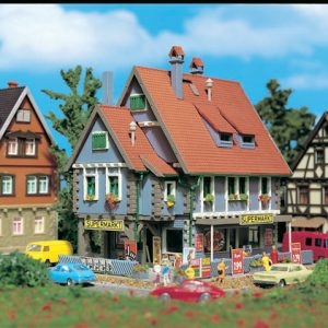 47660 Vollmer N Supermarkt mit Inneneinrichtung und LED-Beleuchtung, Funktionsbausatz