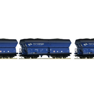 76130 Roco 3-tlg. Set: Selbstentladewagen gealtert mit Kohlebeladung, PKP Cargo