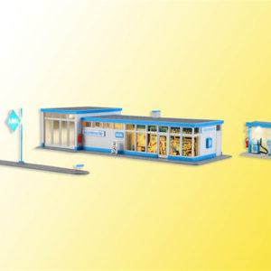 38544 Kibri H0 Historische ARAL Tankstelle inkl. LED-Beleuchtung, Funktionsbausatz