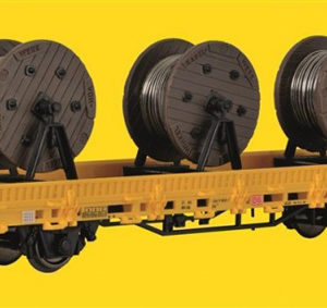 26269 Kibri H0 Niederbordwagen mit 3 Kabelrollen GleisBau, Fertigmodell