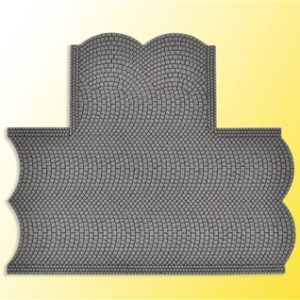48243 Vollmer H0 Straßenplatte Kopfsteinpflaster aus Steinkunst, 90°-Einmündung, L 15,5 x B 13 cm