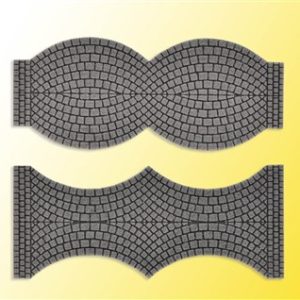 48244 Vollmer H0 Straßenplatte Kopfsteinpflaster aus Steinkunst, je 2 Endstücke, L 1,7 cm x B 8 cm
