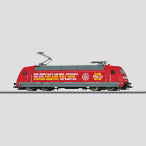 39371 Marklin Sneltreinlocomotief serie 101 van de Deutsche Bahn AG (DB AG). Met opschrift "END POLIO NOW", het hoofdthema van Rotary International ter bestrijding van kinderverlamming