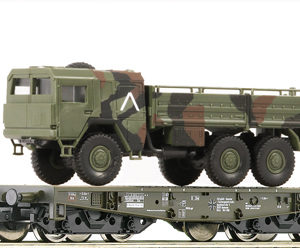 76394 Roco 4ax Schwerlastwagen + MAN 6x6 mit Plane getarnt Basis 46380