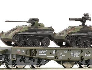 76395 Roco 4ax Schwerlastwagen + 2x Wiesel getarnt Basis 46380