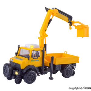 14991 Kibri H0 Zweiwege UNIMOG GleisBau mit Arbeitskran und Korb **Auslauf**