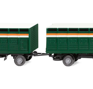 565035 Wiking Viehtransporthängerzug (MB) - moosgrün