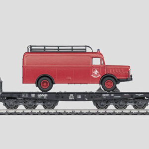 48755 Marklin Schwerlast-Flachwagen mit Feuerwehr-Gerätewagen