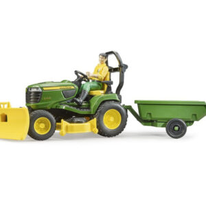 21049 Bruder ohn Deere zitmaaier met aanhanger en tuinman