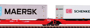 24619 Piko T3000e DB AG  VI, beladen mit 1x Container 40`Maersk und 1x Trailer PNO