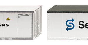 01827 Wiking Gauge H0 2x 20' containers Seatrain and Contrans