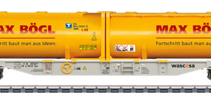 47166 Marklin KLV-transportwagen van WASCOSA AG met 2 Silo Cont. Max Bogl