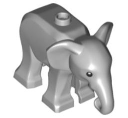 6341543 LEGO® Olifant, Baby met zwarte ogen en witte pupillen,  Licht blauwachtig grijs