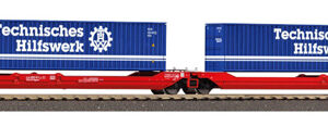 72239 Piko Spoor H0 DB AG T3000e zakwagen beladen met 2 THW 40' containers ''Wisselstroom''