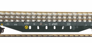 24547 Piko Flachwg. Bauzug CH-SBB I VI, beladen mit Betonschwellenstapel