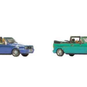 44612 Noch VW Golf 1 Cabriolet 2 Stück, 1 türkis und 1 blau, 3D-Master